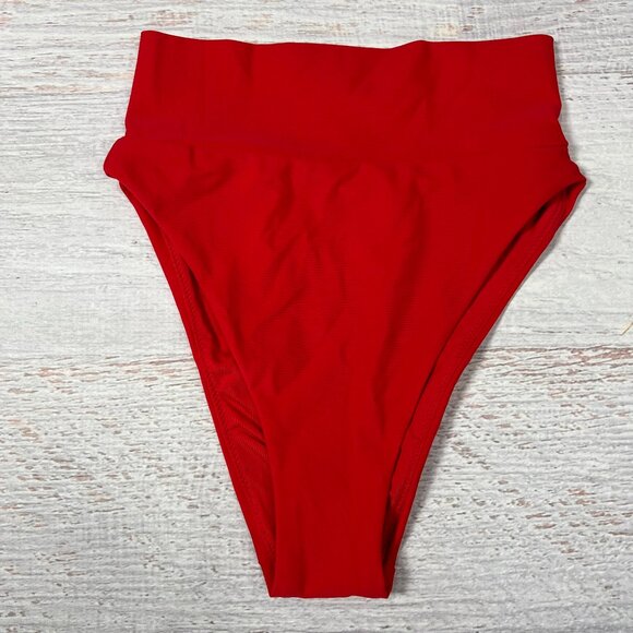 NEW Aerie High Cut Cheeky Bikini Bottom Size XXS Red Swimwear NWT - Picture 1 of 6